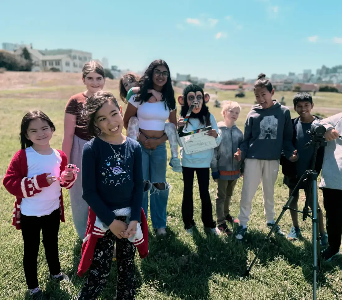 A camp crew with their slate and camera on location in San Francisco
